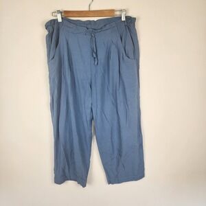 Jams World Smoke Blue 10p% Rayon Cropped Pants Drawstring‎ Waist Women's Small